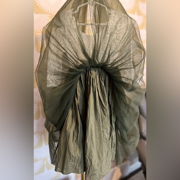 Olive Green tulle flower girl dress, Fall Flower Girl Dress, rustic lace, boho - Picture 10 of 11